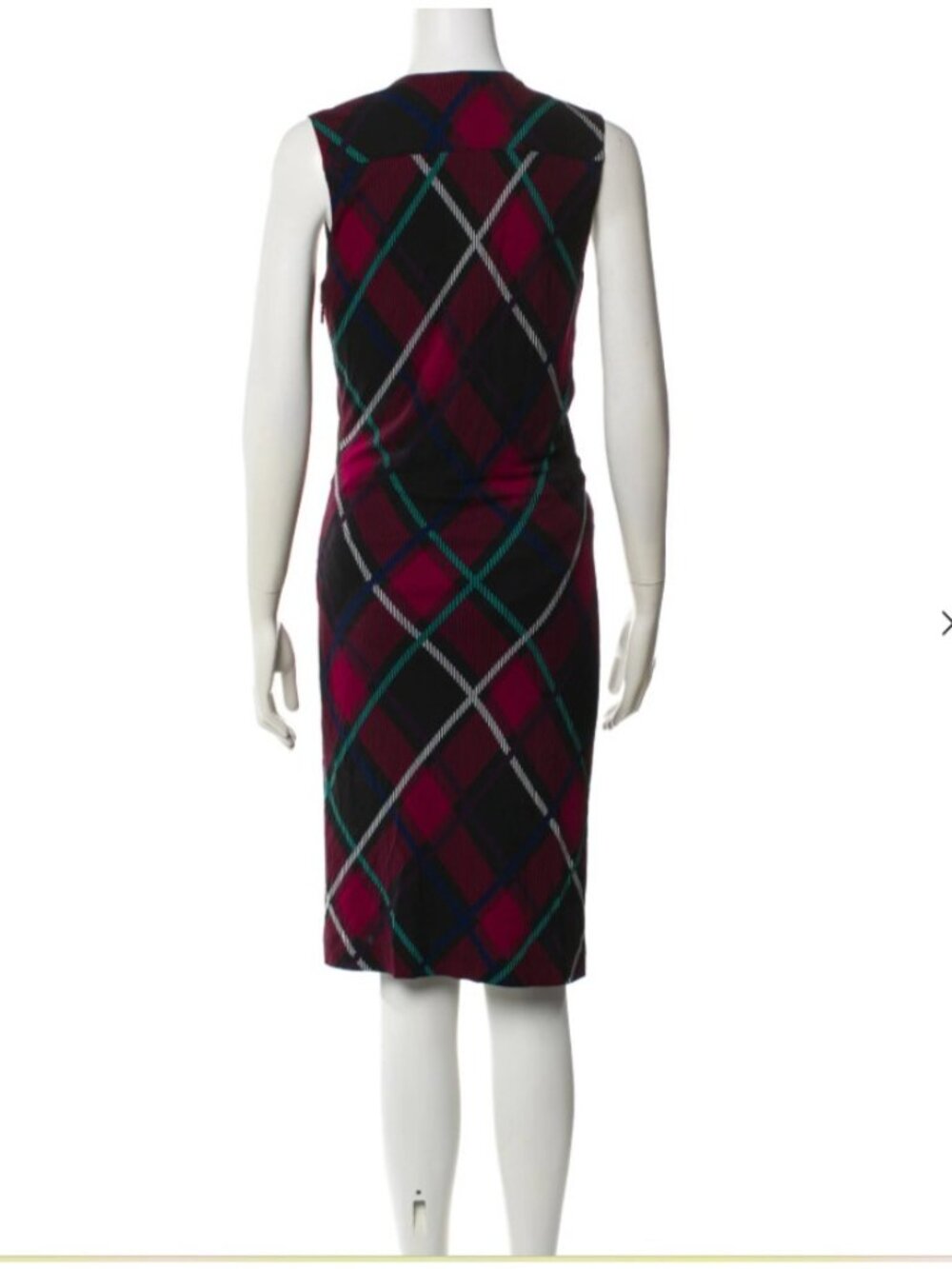 Gucci Plaid V Neck Sleeveless Sheath Dress Purple Wool Blend Italy M EUC - Picture 4 of 6